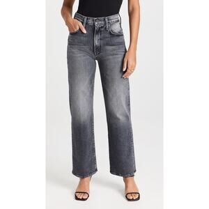 Mother Rambler Zip Flood Jeans Size 28 Outta Sight Washed Black Wide Straight
